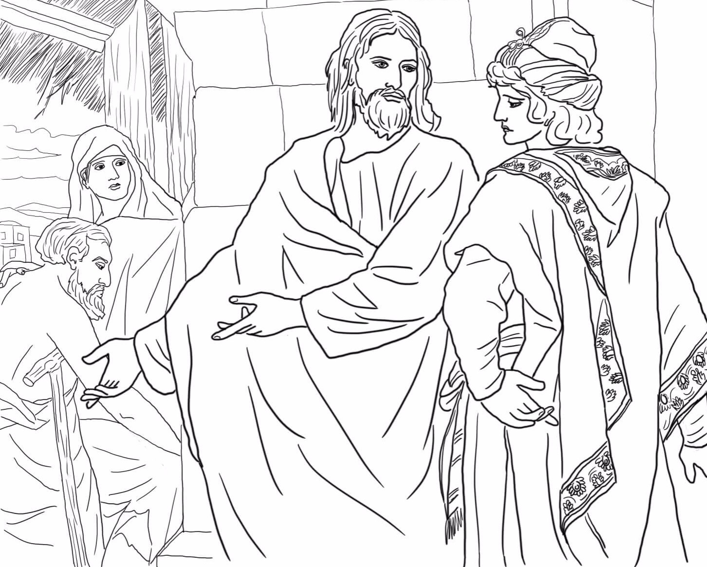 jesus-and-the-rich-young-man-by-heinrich-hofmann-coloring-page