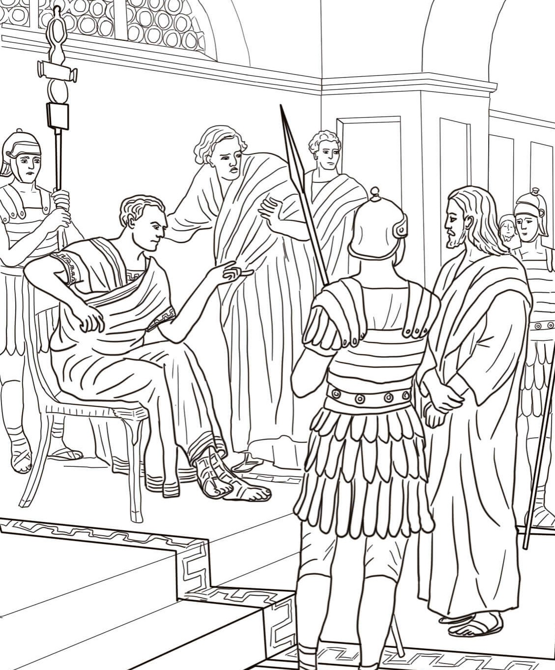 8-jesus-before-pilate-coloring-page